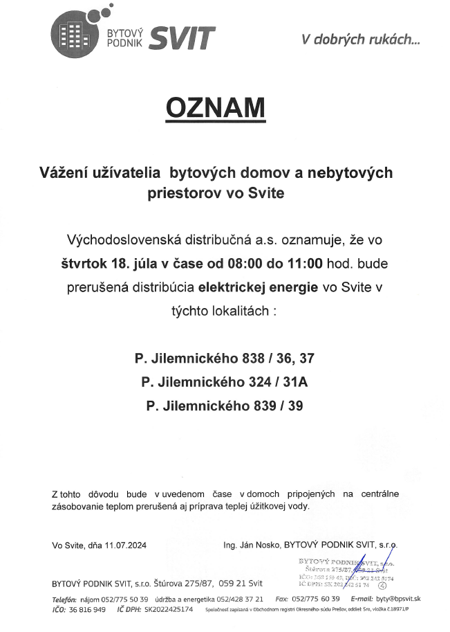 Oznam elektrina 240718