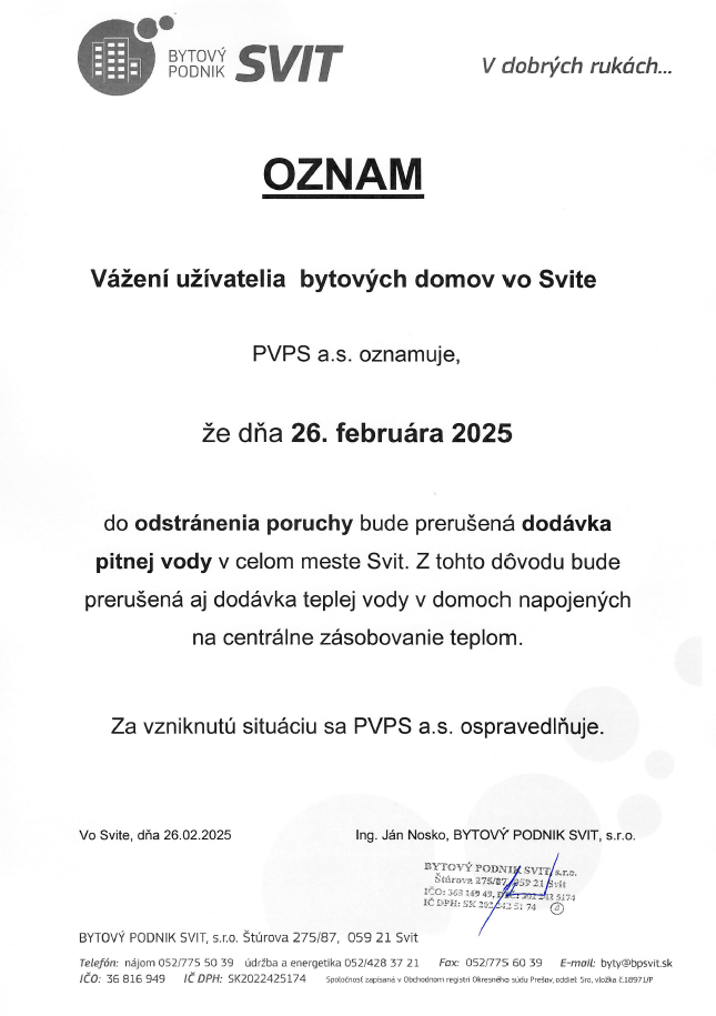 Oznam voda 250226 PVPS