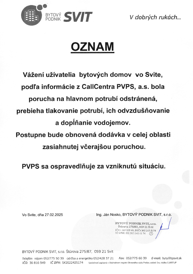 Oznam voda 250227 PVPS