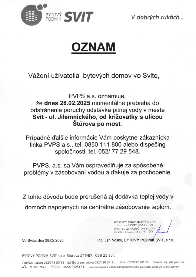 Oznam voda 250228 PVPS