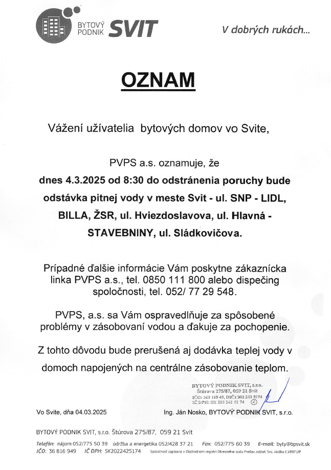 Oznam voda 250304 PVPS