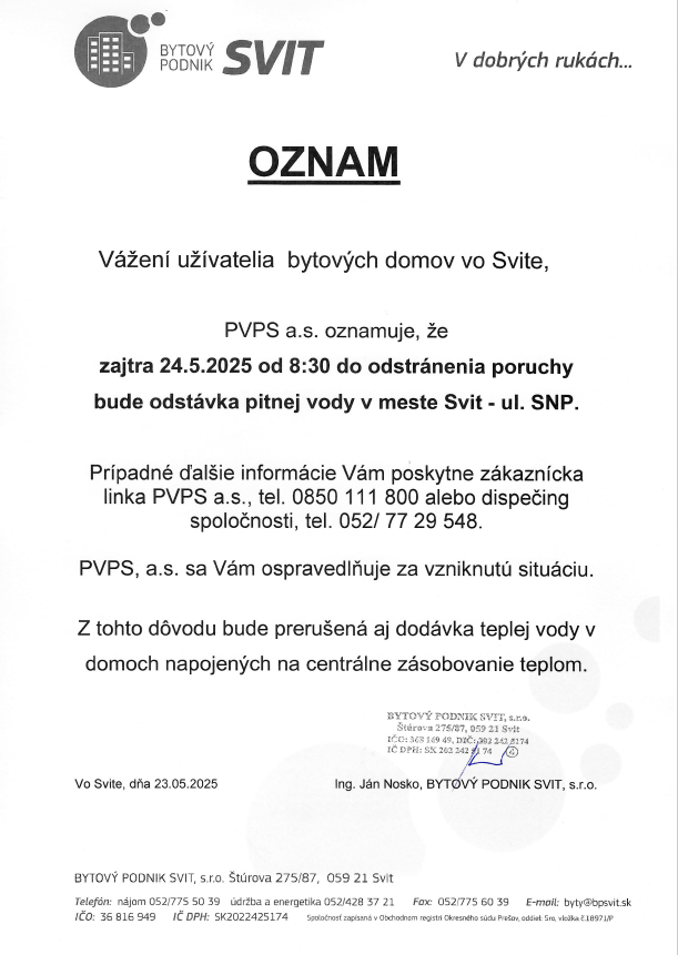 Oznam voda 250524 PVPS